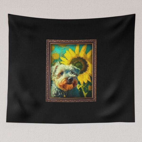 Item preview, Schnoodle Sunflower Painting Adorable Dog designed and sold by rafaeltto.