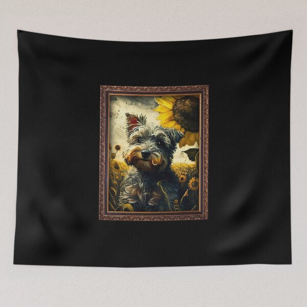 Item preview, Schnoodle Sunflower Painting Adorable Dog designed and sold by rafaeltto.