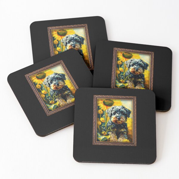 Item preview, Schnoodle Sunflower Painting Adorable Dog designed and sold by rafaeltto.