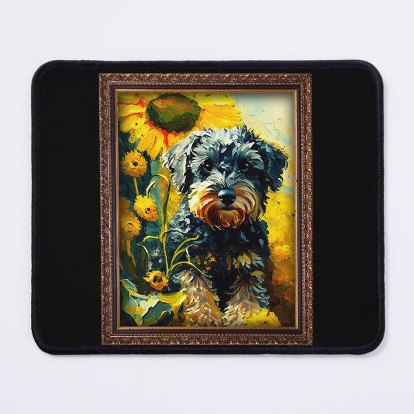 Item preview, Schnoodle Sunflower Painting Adorable Dog designed and sold by rafaeltto.