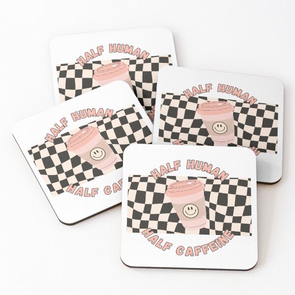 Item preview, Half Human Half Caffeine pink checkerboard sticker design logo designed and sold by mnkygirl13.