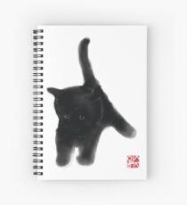 Sweet Black Kitty Card, Sumi-e Painting Illustration Asian Cat Kitten Zen Art Cute Summer Ink Drawing Dog Lover Spiral Notebook