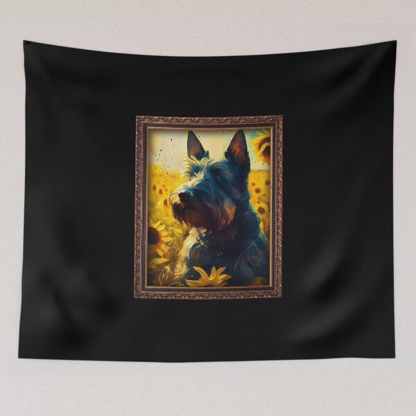 Artikelvorschau, Scottish Terrier Sunflower Painting Adorable Dog entworfen und verkauft von rafaeltto.