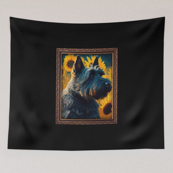 Artikelvorschau, Scottish Terrier Sunflower Painting Adorable Dog entworfen und verkauft von rafaeltto.