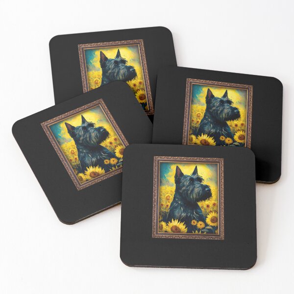Artikelvorschau, Scottish Terrier Sunflower Painting Adorable Dog entworfen und verkauft von rafaeltto.