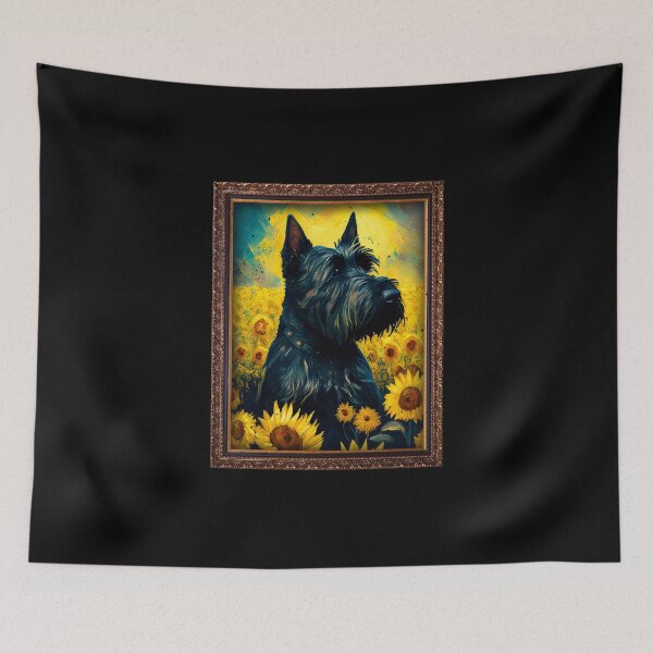 Artikelvorschau, Scottish Terrier Sunflower Painting Adorable Dog entworfen und verkauft von rafaeltto.