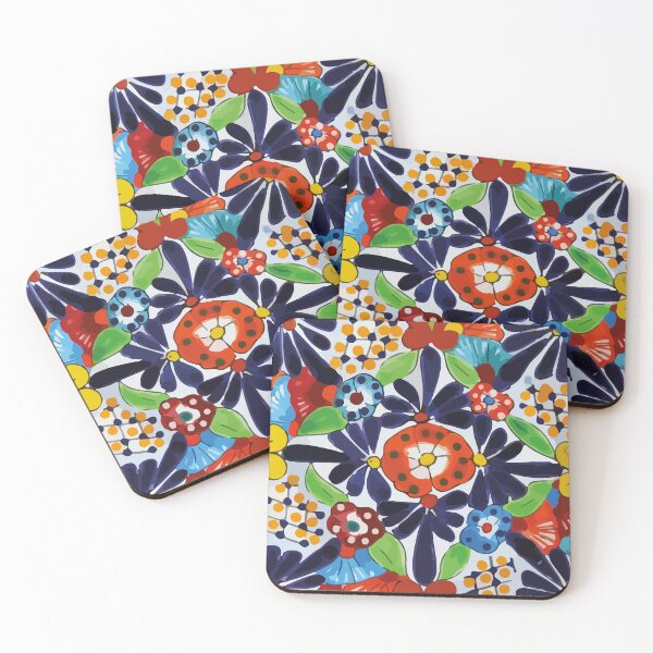 Item preview, Colorful maximalist Puebla talavera pottery ornamental mexican azulejo tile designed and sold by T-Mex.