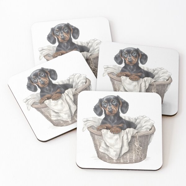 Item preview, Hand-Drawn Dachshund Puppy in Laundry Basket designed and sold by cy312.