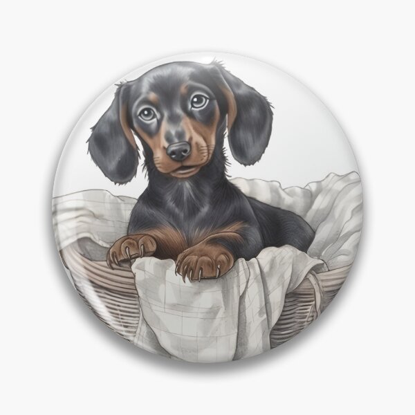 Item preview, Hand-Drawn Dachshund Puppy in Laundry Basket designed and sold by cy312.