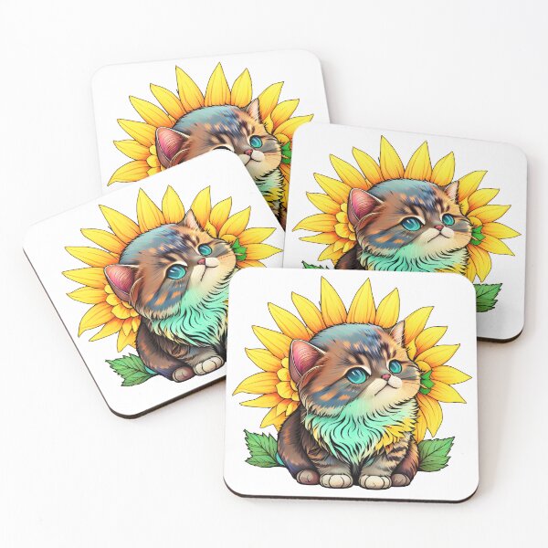 Item preview, Pawsitively Adorable A Cute Cat and Sunflower Summer designed and sold by CuteZest.