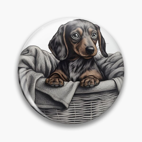 Item preview, Hand-Drawn Dachshund Puppy in Laundry Basket designed and sold by cy312.