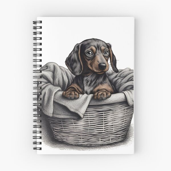 Item preview, Hand-Drawn Dachshund Puppy in Laundry Basket designed and sold by cy312.
