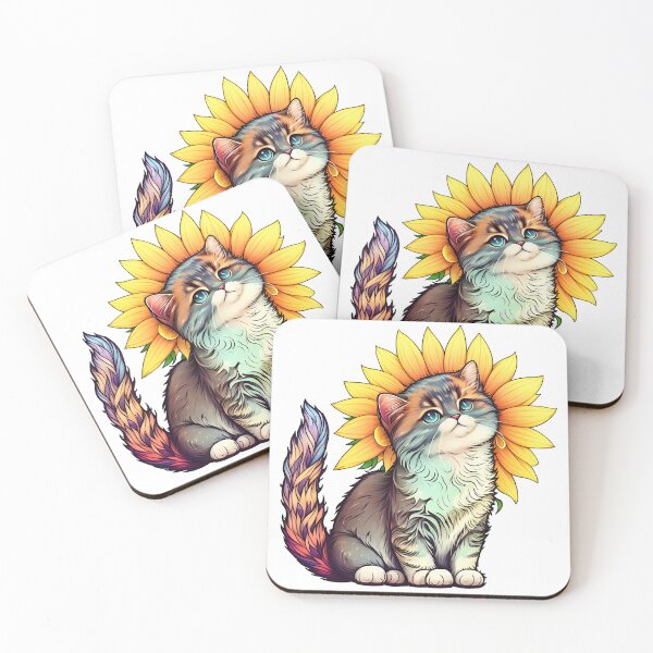 Item preview, Pawsitively Adorable A Cute Cat and Sunflower Summer designed and sold by CuteZest.