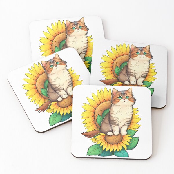 Item preview, Pawsitively Adorable A Cute Cat and Sunflower Summer designed and sold by CuteZest.