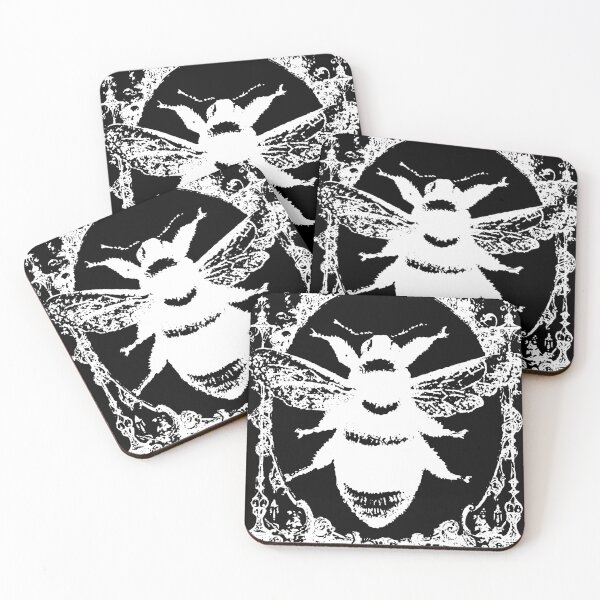 Item preview, Bee in Gothic Frame - Black and White Insect in Baroque Border designed and sold by BoyPilot Goods.