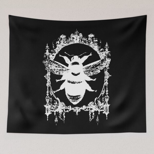 Item preview, Bee in Gothic Frame - Black and White Insect in Baroque Border designed and sold by BoyPilot Goods.