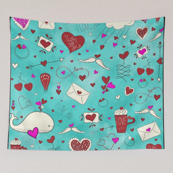 Item preview, Valentine's Day Love Hearts Pattern blue red white designed and sold by EDDArt.