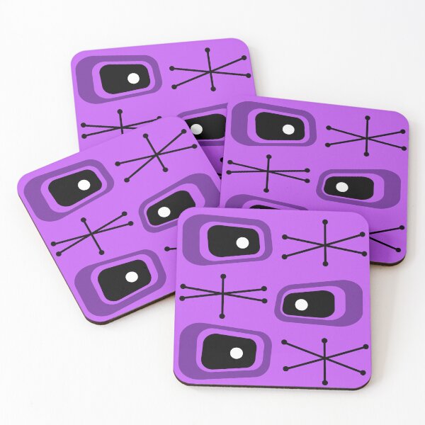Artikelvorschau, Atomic Age Fernseher Starbursts Purple entworfen und verkauft von thepixelgarden.