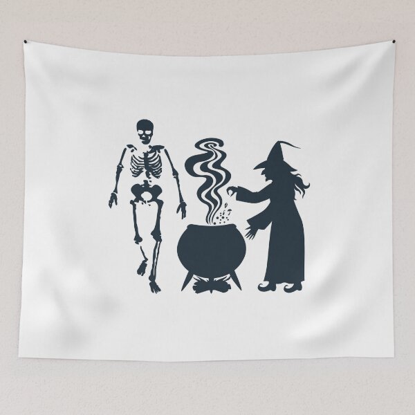 Item preview, Gothic witch halloween spooky skeleton silhouette designed and sold by chuckletuckle.