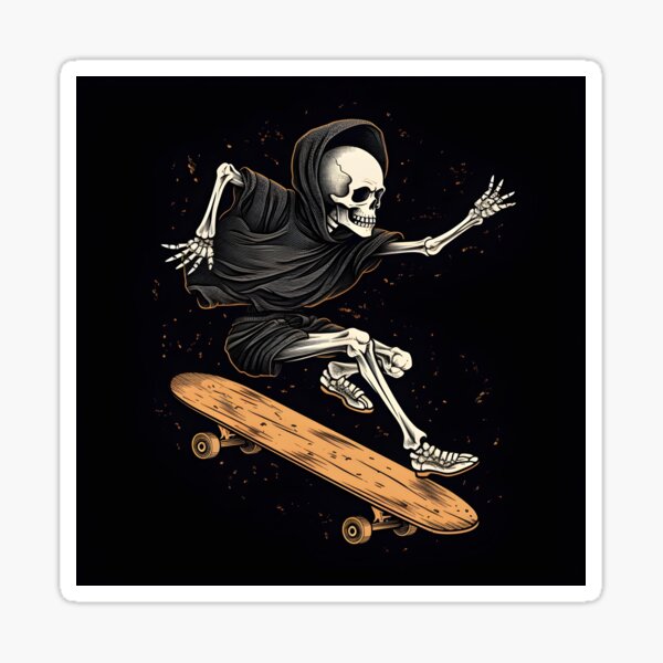 Grim Reaper Skateboarder Regalos Calcomanía de pared Skate Art