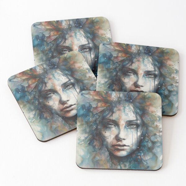 Item preview, Oracle of Wisdom, Abstract Digital Art, Watercolor Woman's Face, Knowledge, Fantasy, Hyman Bloom, Thiago Valdi, Zhang Jingna, High Resolution, 4:5 Ratio, Wall Art, Intrigue designed and sold by stateofhuman.