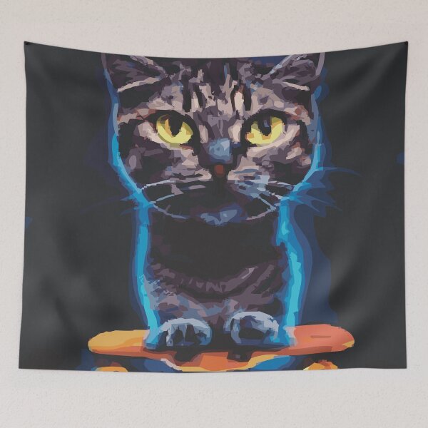 Item preview, cat with skateboard designed and sold by Smartalb.