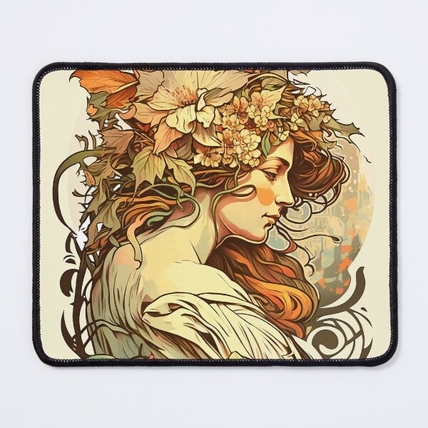 Item preview, Art Nouveau Autumn Girl Alphonse Mucha Inspired designed and sold by entwithanaxe.