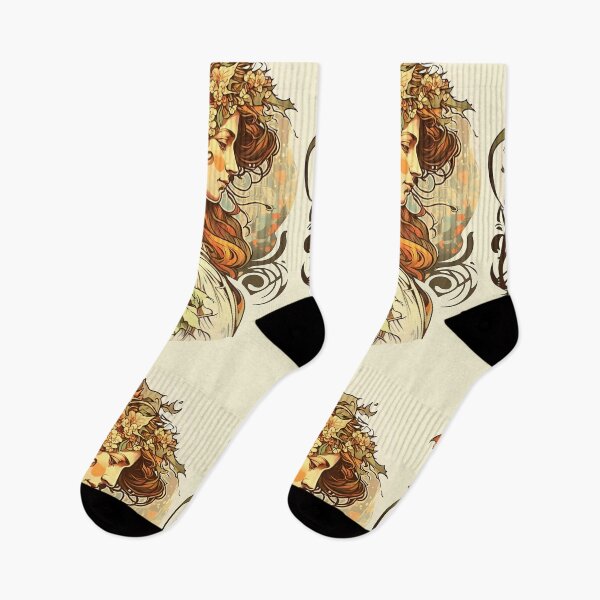 Item preview, Art Nouveau Autumn Girl Alphonse Mucha Inspired designed and sold by entwithanaxe.