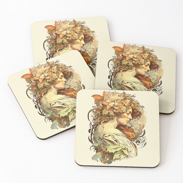 Item preview, Art Nouveau Autumn Girl Alphonse Mucha Inspired designed and sold by entwithanaxe.