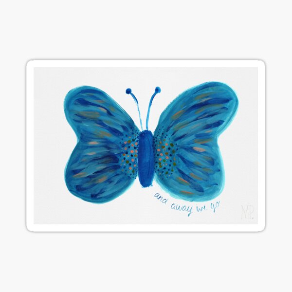 And Away We Go Blue Butterfly Sticker