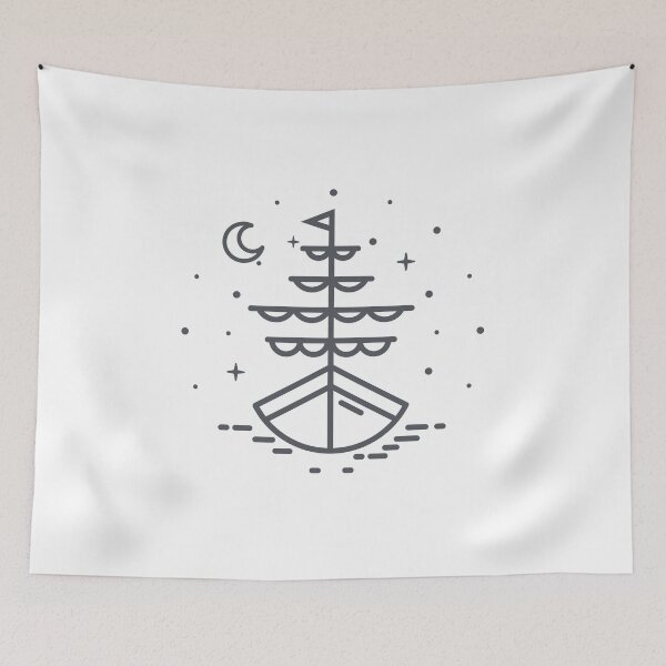 Item preview, Boat illuminated by the moon and stars designed and sold by roc21.