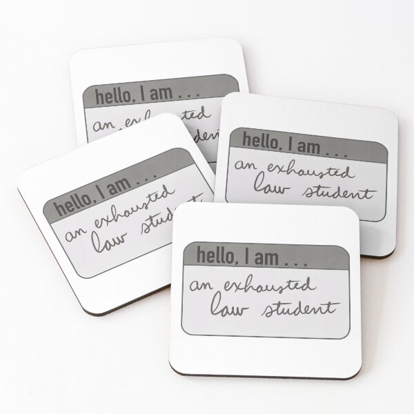 Item preview, "Hello, I am an exhausted law student" name sticker designed and sold by Mayme.