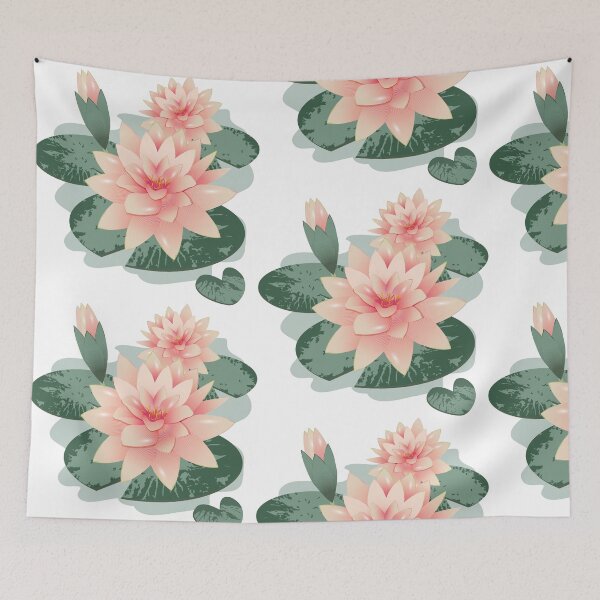 Item preview, Water lily flowers with bud in water lily pond designed and sold by Kisho.