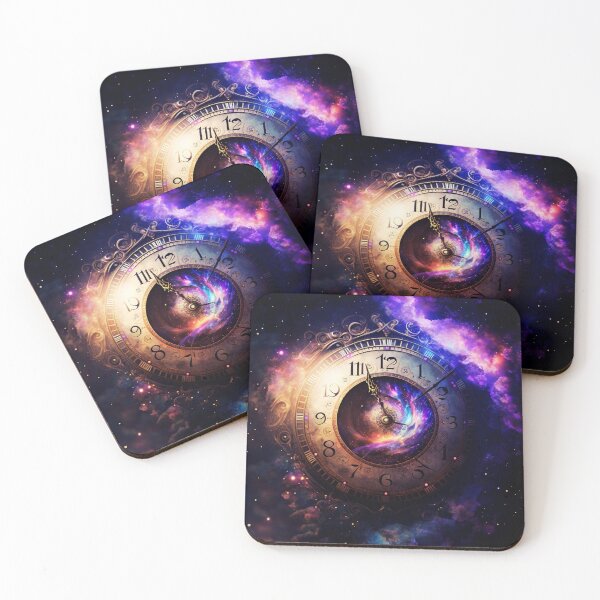 Item preview, Cosmic Purple Space Clock designed and sold by aiprintiq.
