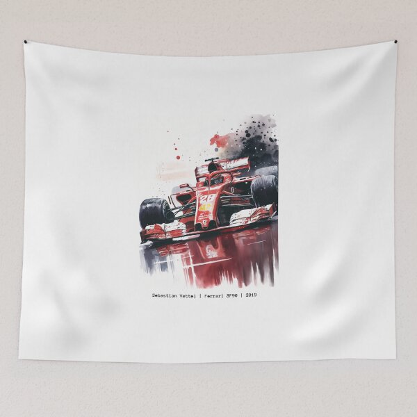 Item preview, Sebastian Vettel 2019 Ferrari SF90 F1 Watercolour Painting Print  designed and sold by PicTechNowArt.