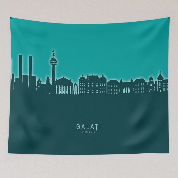 Aperçu de l'œuvre Galati Romania Skyline créée et vendue par ArtPrints.