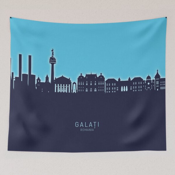 Aperçu de l'œuvre Galati Romania Skyline créée et vendue par ArtPrints.