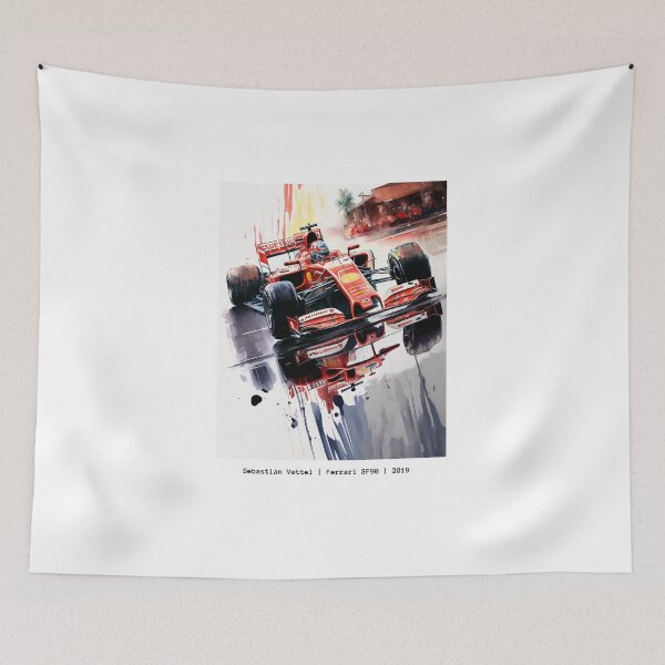 Item preview, Sebastian Vettel 2019 Ferrari SF90 F1 Watercolour Painting Print  designed and sold by PicTechNowArt.