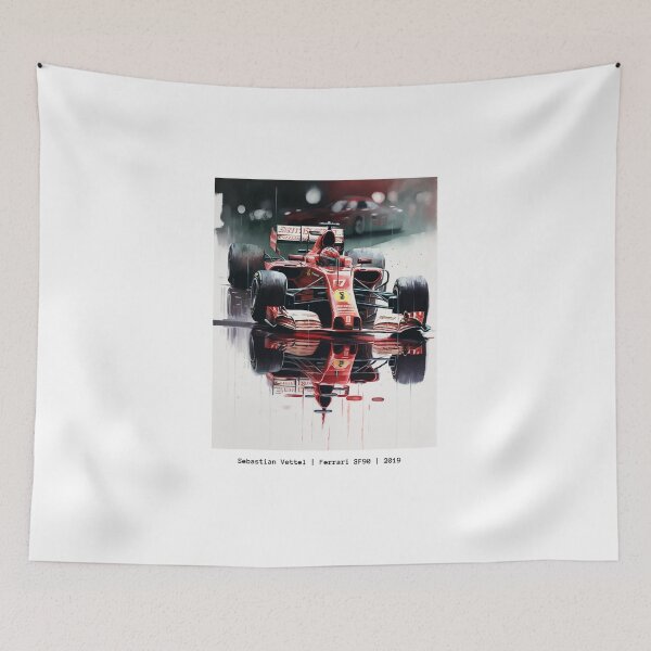 Item preview, Sebastian Vettel 2019 Ferrari SF90 F1 Watercolour Painting Print  designed and sold by PicTechNowArt.