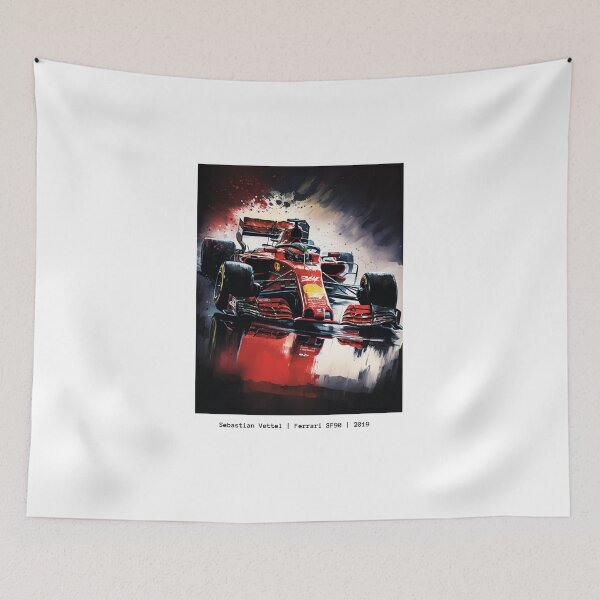 Item preview, Sebastian Vettel 2019 Ferrari SF90 F1 Watercolour Painting Print  designed and sold by PicTechNowArt.