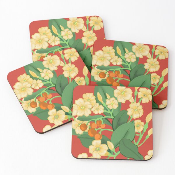 Item preview, Hawaiian Puakenikeni Flower-on red designed and sold by Linda Maliuana.