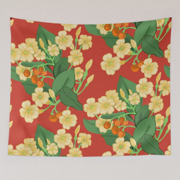 Item preview, Hawaiian Puakenikeni Flower-on red designed and sold by Linda Maliuana.