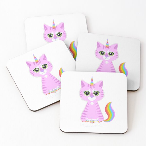 Item preview, Pink tabby caticorn with rainbow sneakers  designed and sold by QuirkyCatz.