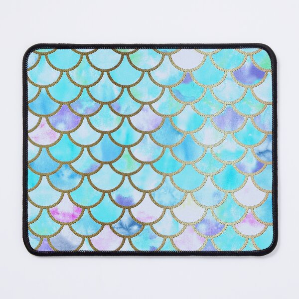 Item preview, Teal and Blue Watercolor Faux Glitter Mermaid Scales designed and sold by UtArt.