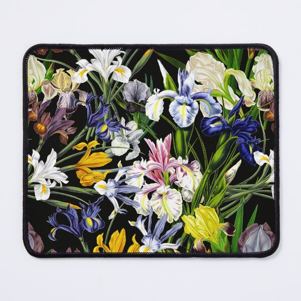 Item preview, Victorian Iris Flower Pattern Botanical Night Garden on Black NightGarden  designed and sold by UtArt.