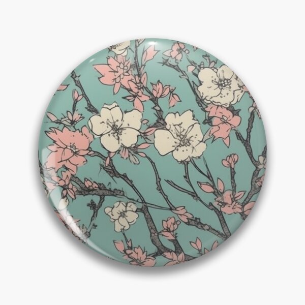 Item preview, Sketched Pink and White Japanese Sakura Green Background Pattern designed and sold by StudioTokyo.