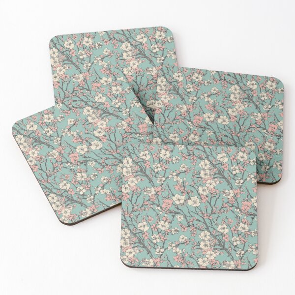 Item preview, Sketched Pink and White Japanese Sakura Green Background Pattern designed and sold by StudioTokyo.