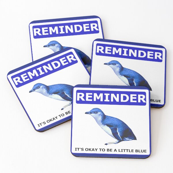 Item preview, Reminder notice it's okay to be a little blue penguin (Blue #0f1d7b Background) designed and sold by SBPenguins.