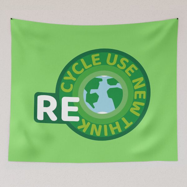 Item preview, Recycle Reuse Renew Rethink Green Badge designed and sold by withasmiledsgn.