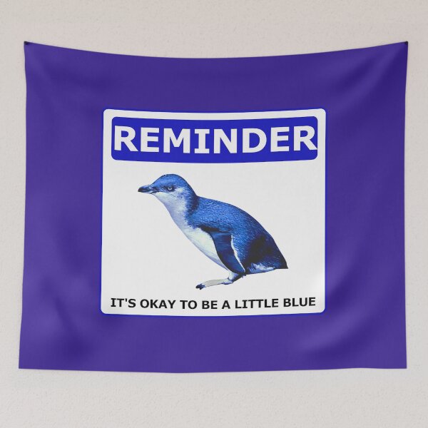 Item preview, Reminder notice it's okay to be a little blue penguin (Dark Purple l #3a2096 Background) designed and sold by SBPenguins.
